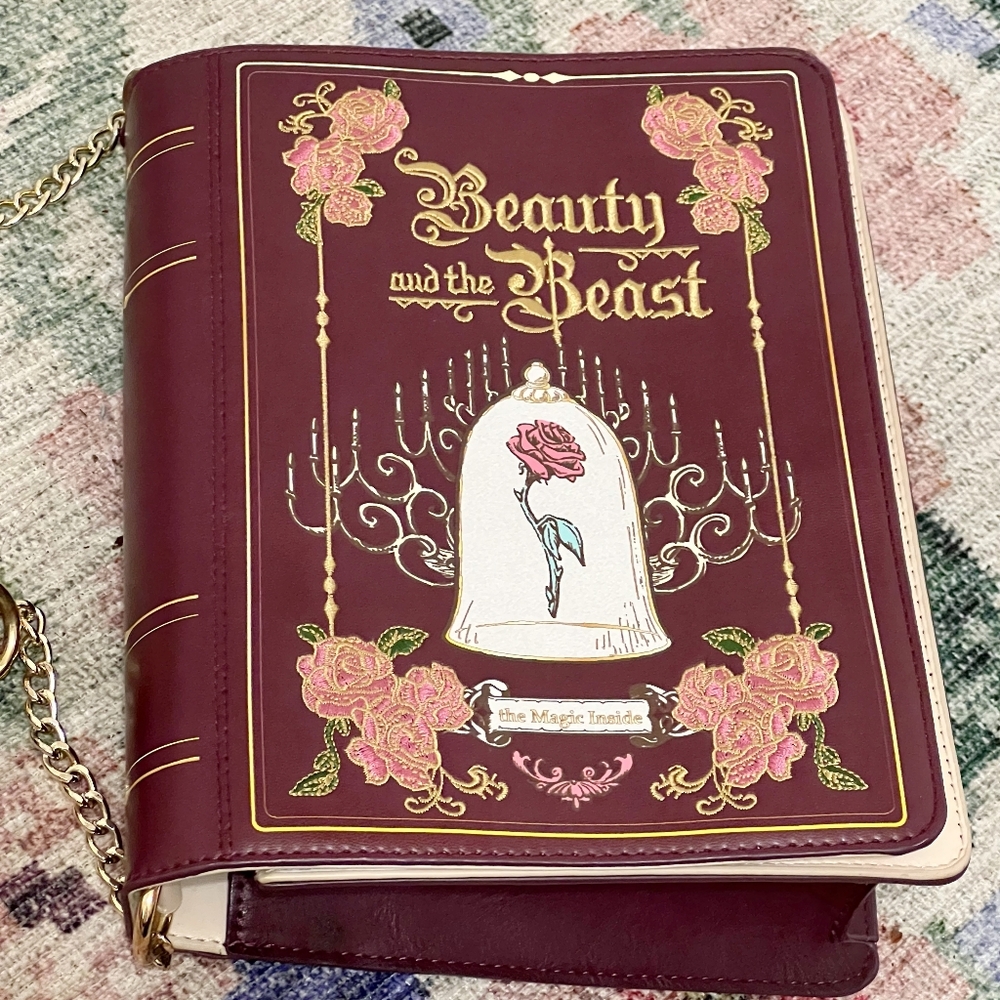 Pre Owned Danielle Nicole Disney Beauty and the Beast Book Crossbody Bag
